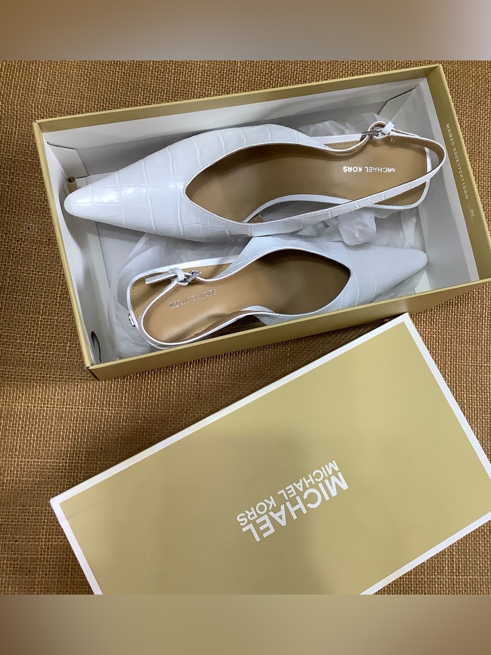 Michael Kors Electra Sling Pump Leather Optic White Size 8M - Picture 7 of 14